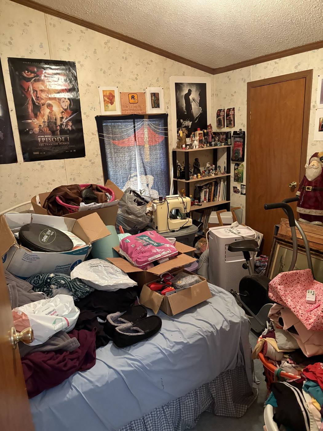 Before: Bedroom with accumulated belongings — 2715 Ewing Mishawaka